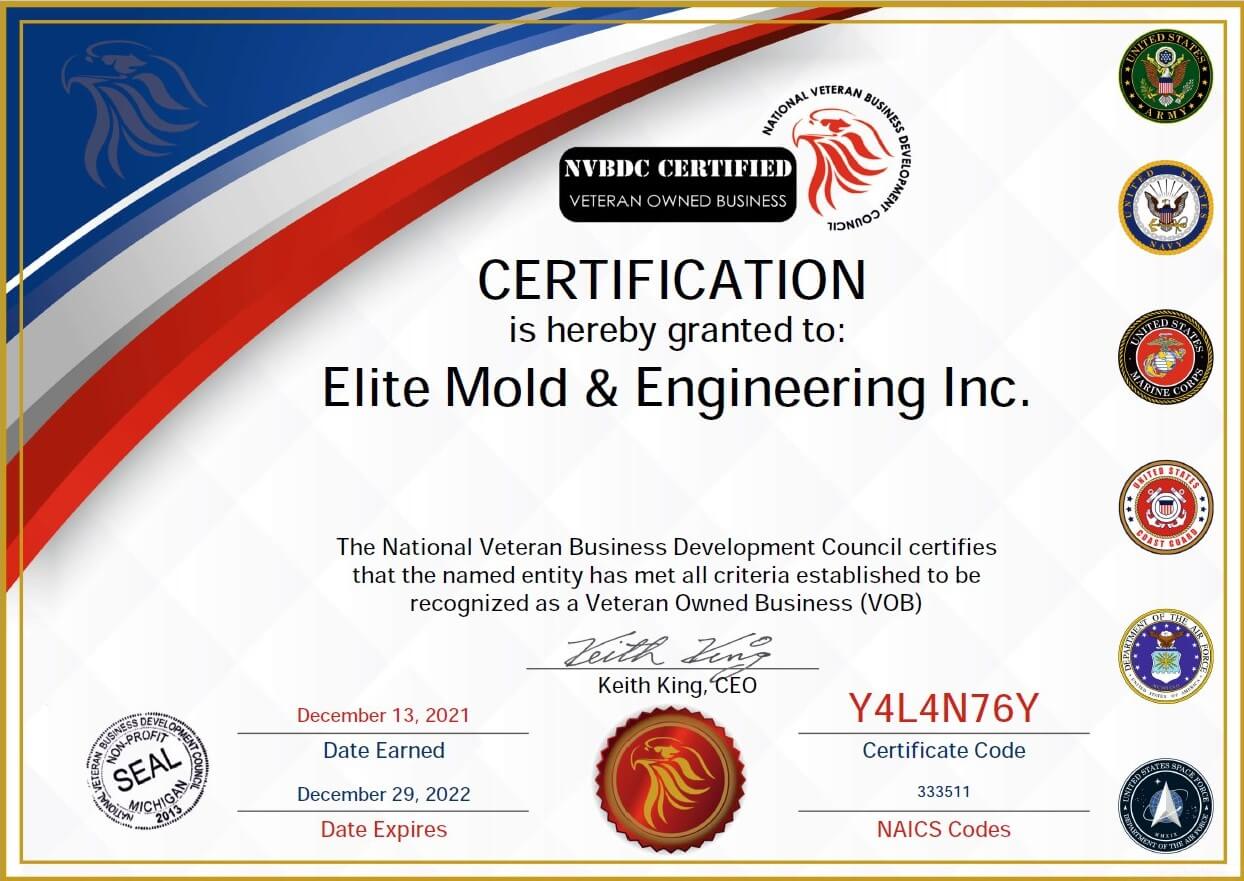 Veteran Owned Business Certificate